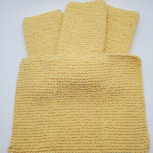 Knit Dish Rags Wash Rags Cotton/Polyester Blend Set of 4 Yellow 10" x 7"
